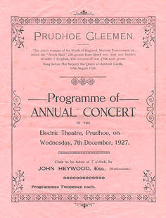 front of Annual Concert Programme 1927
